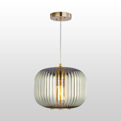 Circulus Chrome Gray Ribbed Glass Indoor & Outdoor Pendant Light - BUILDMYPLACE