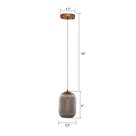 Circulus Chrome Gray Ribbed Glass Indoor & Outdoor Pendant Light - BUILDMYPLACE