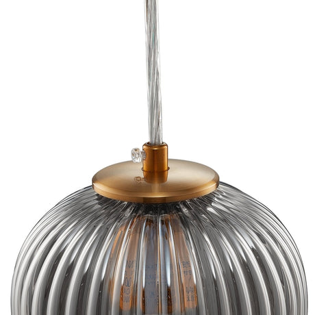 Circulus Chrome Gray Ribbed Glass Indoor & Outdoor Pendant Light - BUILDMYPLACE