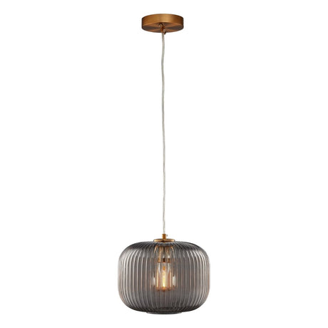 Circulus Chrome Gray Ribbed Glass Indoor & Outdoor Pendant Light - BUILDMYPLACE
