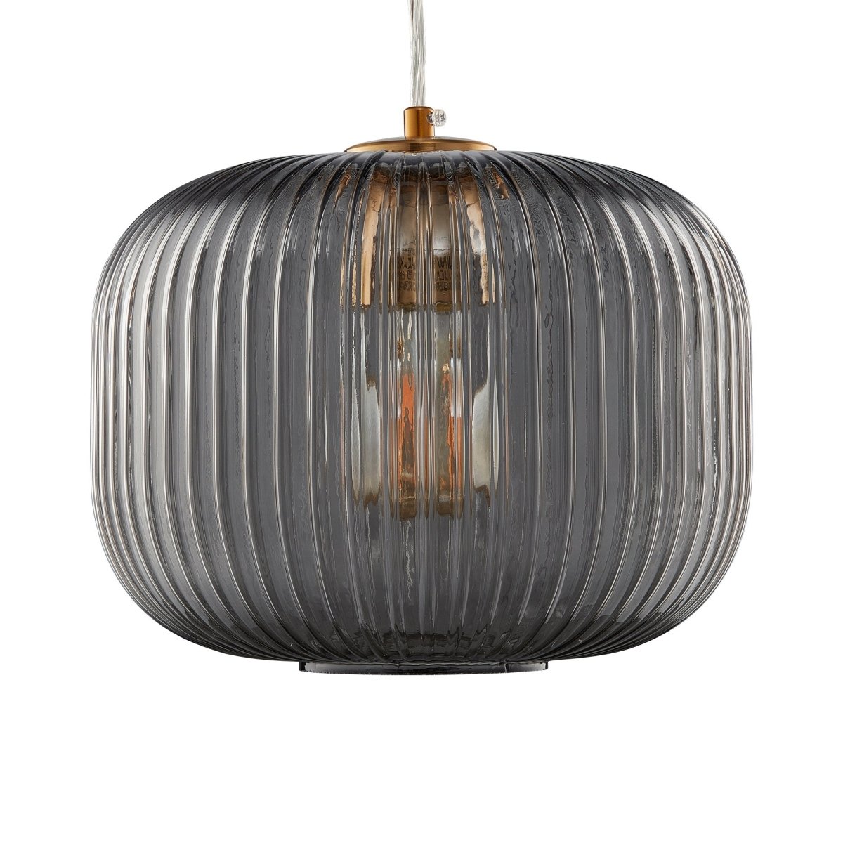 Circulus Chrome Gray Ribbed Glass Indoor & Outdoor Pendant Light - BUILDMYPLACE