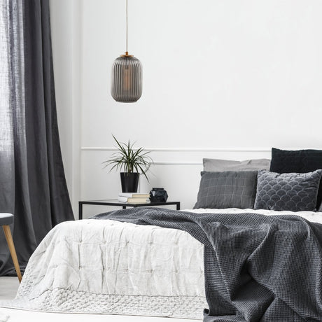 Circulus Chrome Gray Ribbed Glass Indoor & Outdoor Pendant Light - BUILDMYPLACE