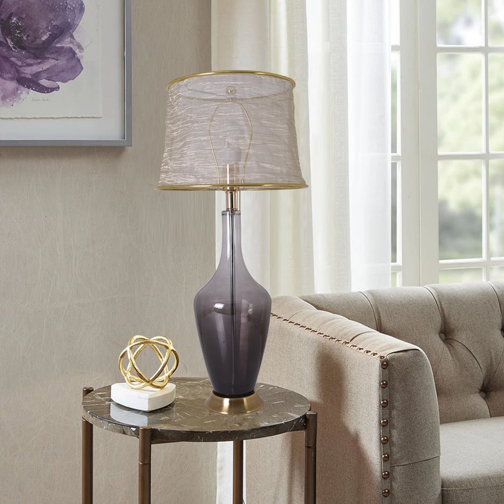 Clavel Translucent Glass Table Lamp 31 Inch - Gray Ombre/Golden Yarn Shade (Set of 2) - BUILDMYPLACE