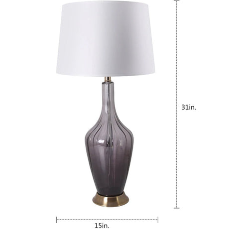 Clavel Translucent Glass Table Lamp 31 Inch - Gray Ombre/Golden Yarn Shade (Set of 2) - BUILDMYPLACE