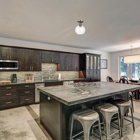 Clear Glass Dome Shape Semi Flush Mount Ceiling Lights, Brushed Nickel Finish, E26 Base, Ceiling Mounting, UL Listed for Damp Location - BUILDMYPLACE