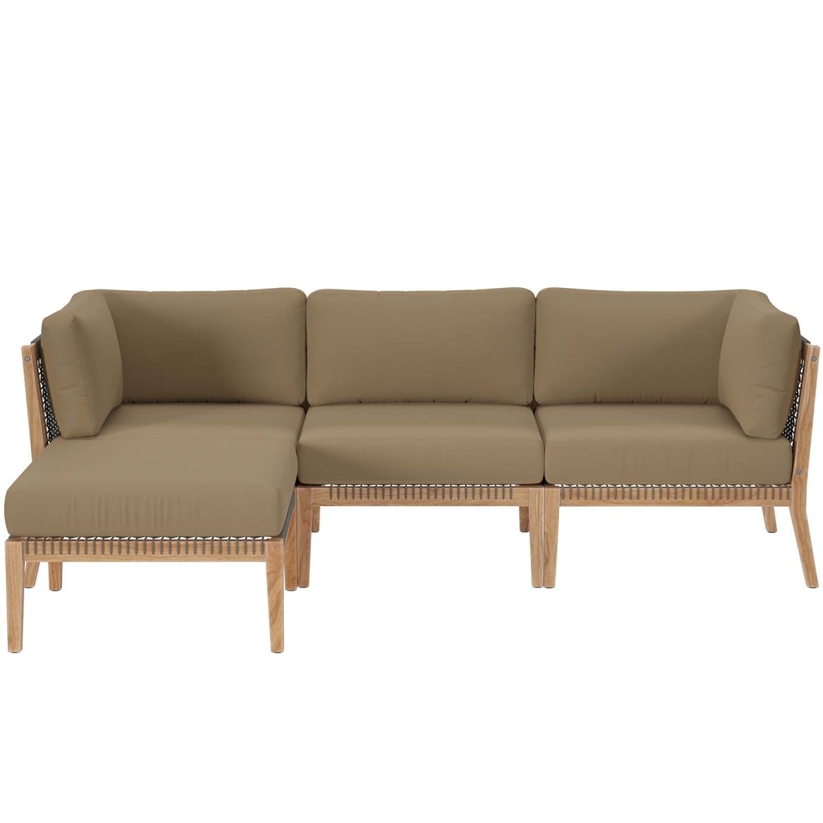 Clearwater Outdoor Patio Teak Wood 4 - Piece Sectional Sofa - BUILDMYPLACE
