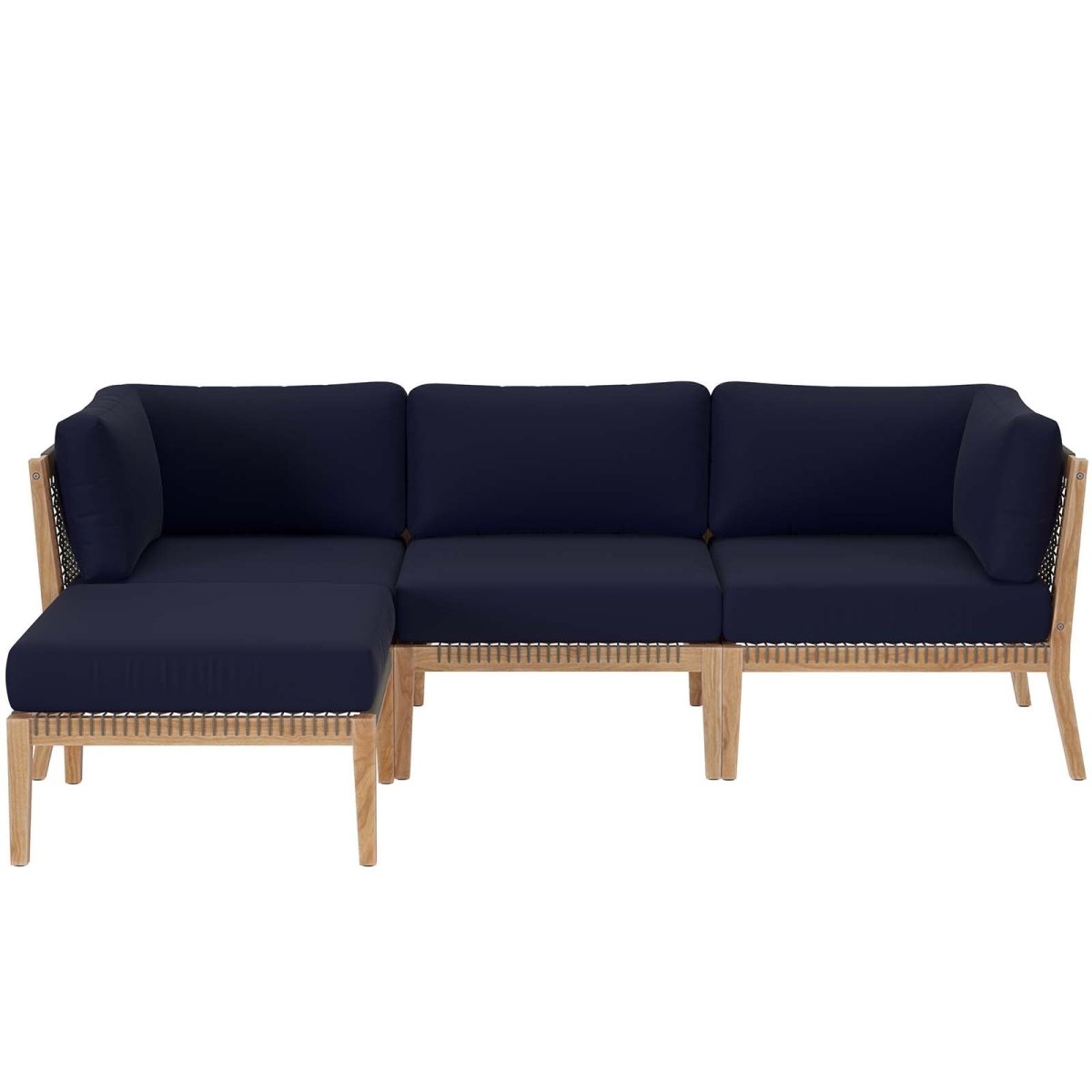 Clearwater Outdoor Patio Teak Wood 4 - Piece Sectional Sofa - BUILDMYPLACE