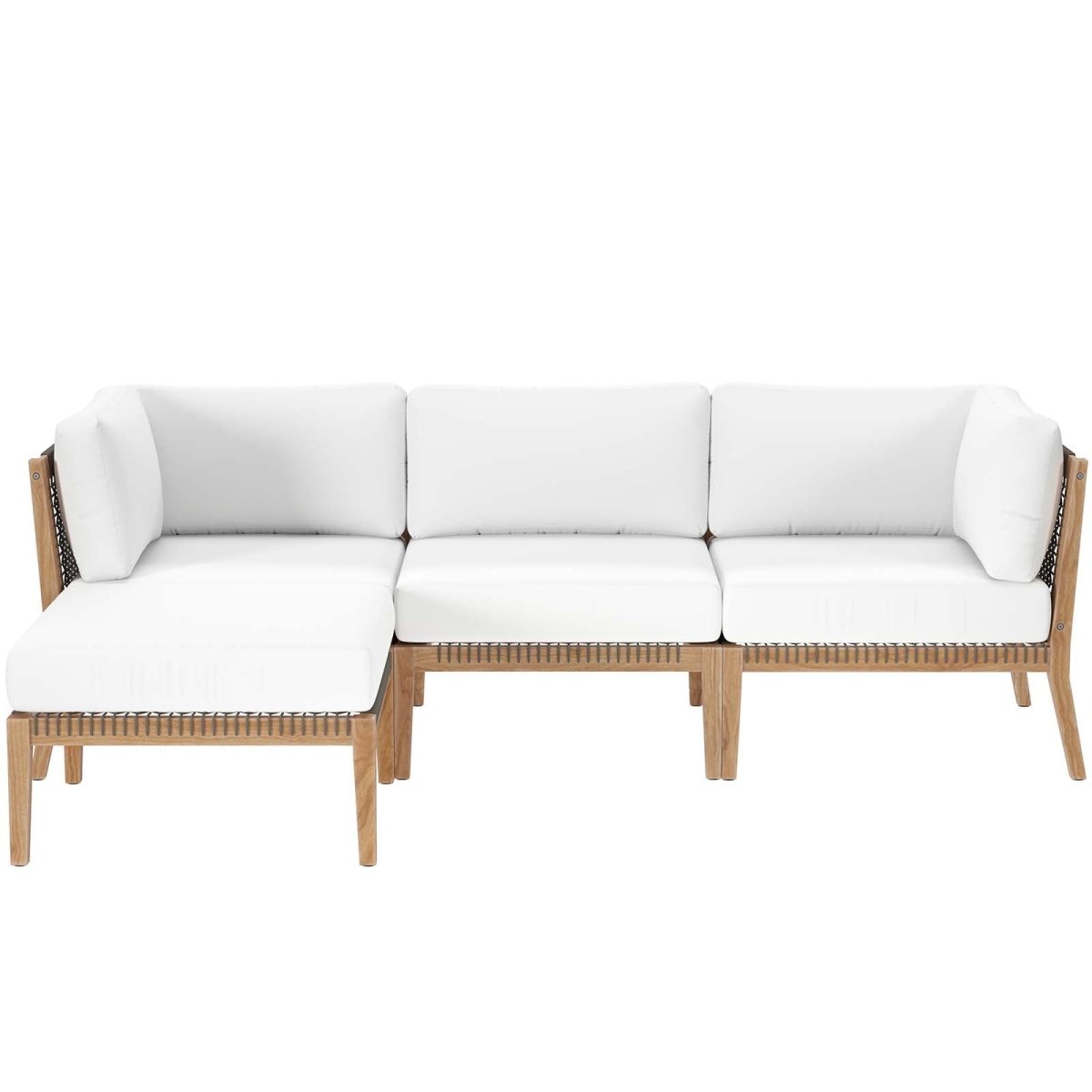 Clearwater Outdoor Patio Teak Wood 4 - Piece Sectional Sofa - BUILDMYPLACE