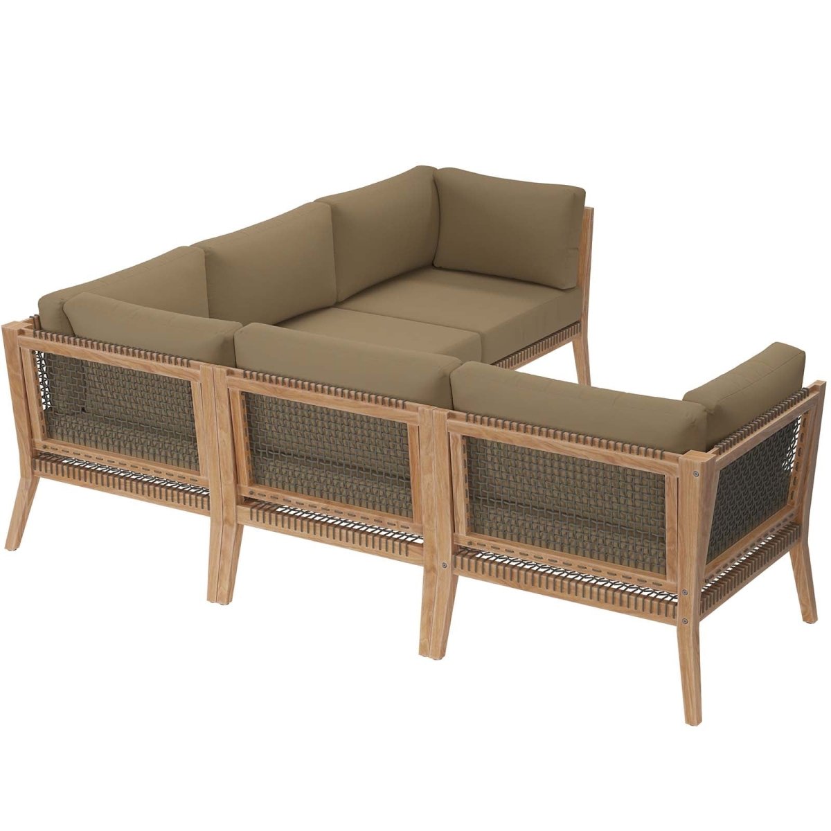 Clearwater Outdoor Patio Teak Wood 5 - Piece Sectional Sofa - BUILDMYPLACE