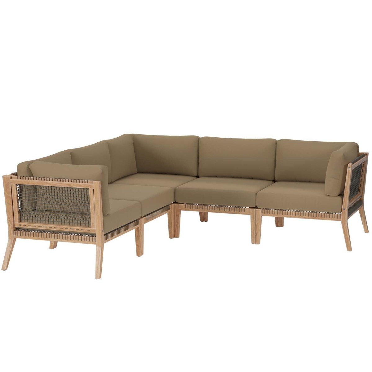 Clearwater Outdoor Patio Teak Wood 5 - Piece Sectional Sofa - BUILDMYPLACE