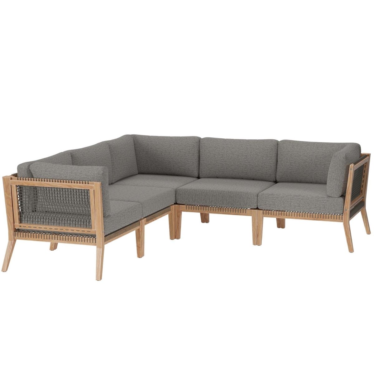 Clearwater Outdoor Patio Teak Wood 5 - Piece Sectional Sofa - BUILDMYPLACE