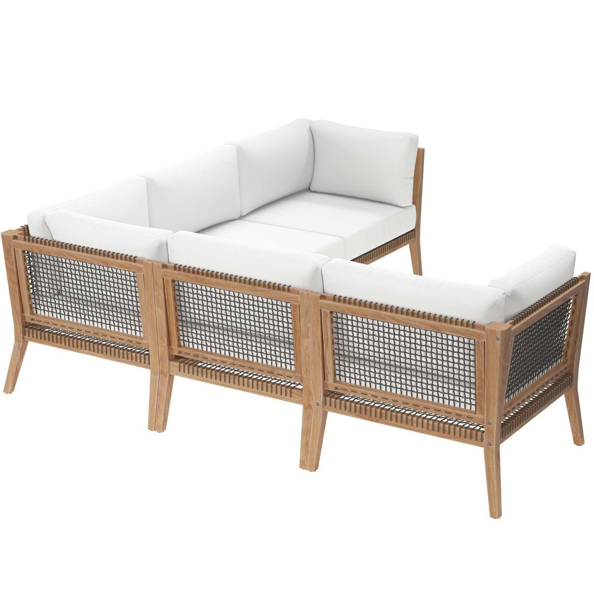 Clearwater Outdoor Patio Teak Wood 5 - Piece Sectional Sofa - BUILDMYPLACE