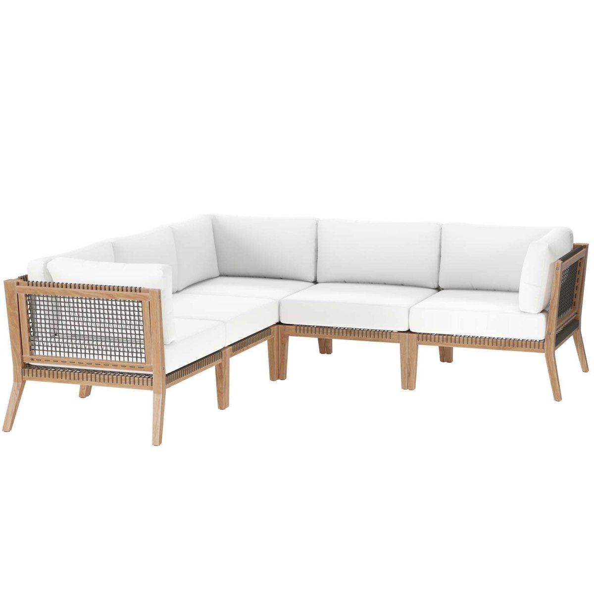 Clearwater Outdoor Patio Teak Wood 5 - Piece Sectional Sofa - BUILDMYPLACE