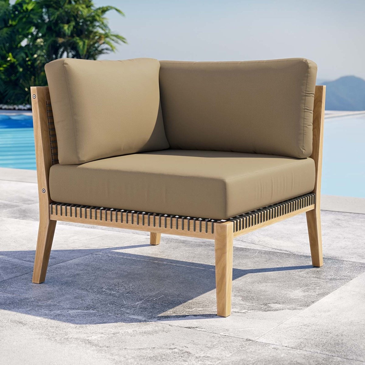 Clearwater Outdoor Patio Teak Wood Corner Chair - BUILDMYPLACE
