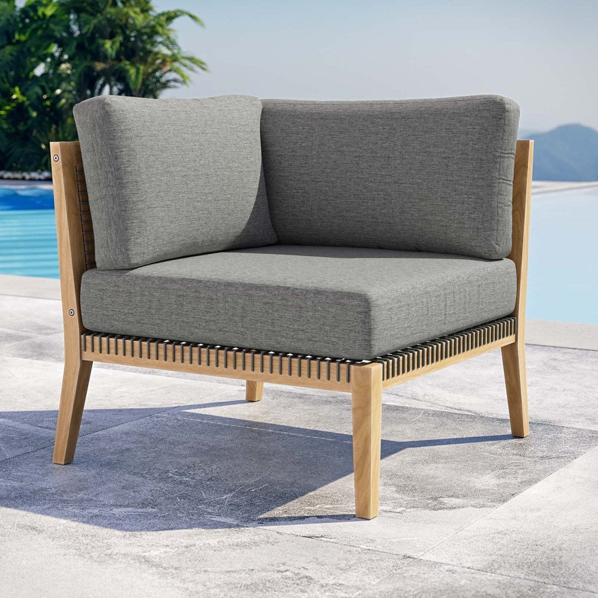Clearwater Outdoor Patio Teak Wood Corner Chair - BUILDMYPLACE