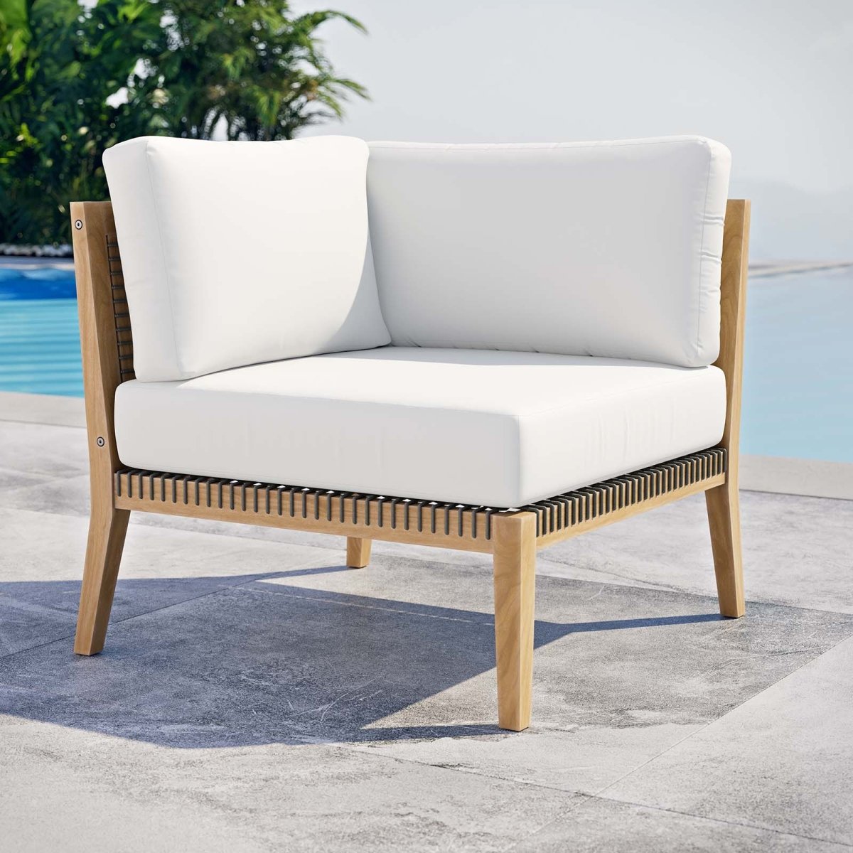 Clearwater Outdoor Patio Teak Wood Corner Chair - BUILDMYPLACE