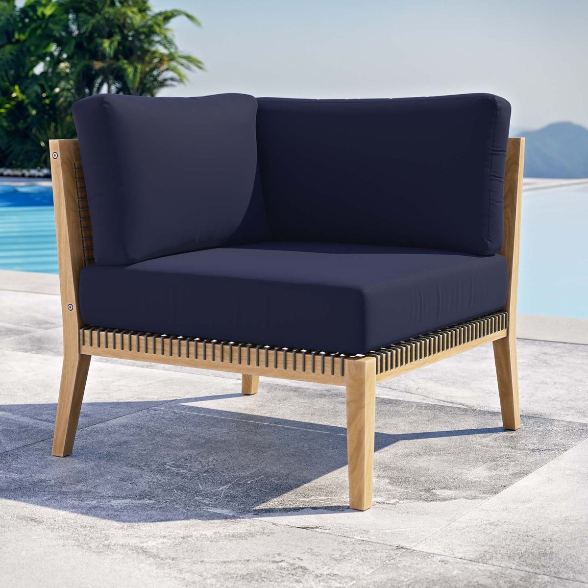 Clearwater Outdoor Patio Teak Wood Corner Chair - BUILDMYPLACE