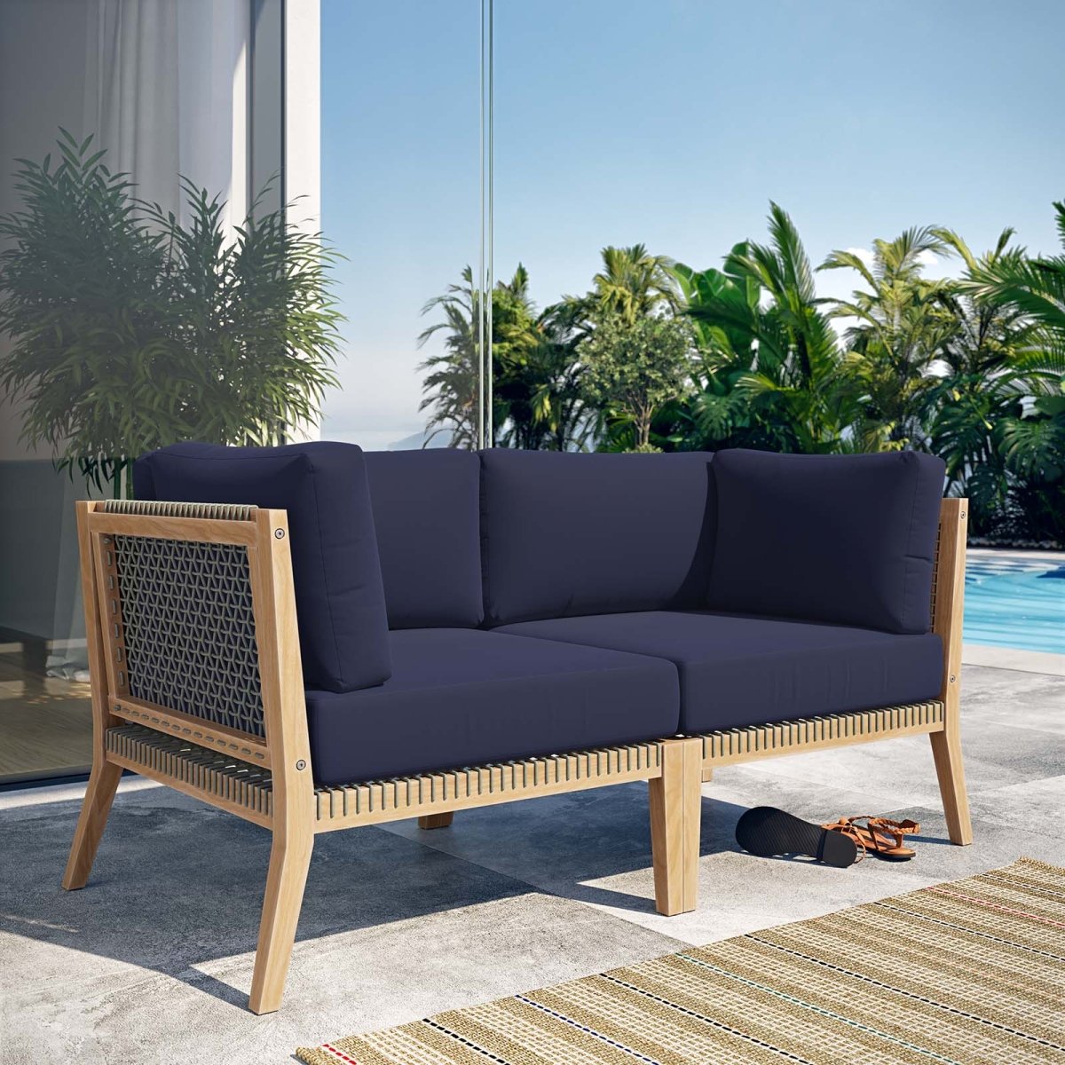 Clearwater Outdoor Patio Teak Wood Loveseat - BUILDMYPLACE
