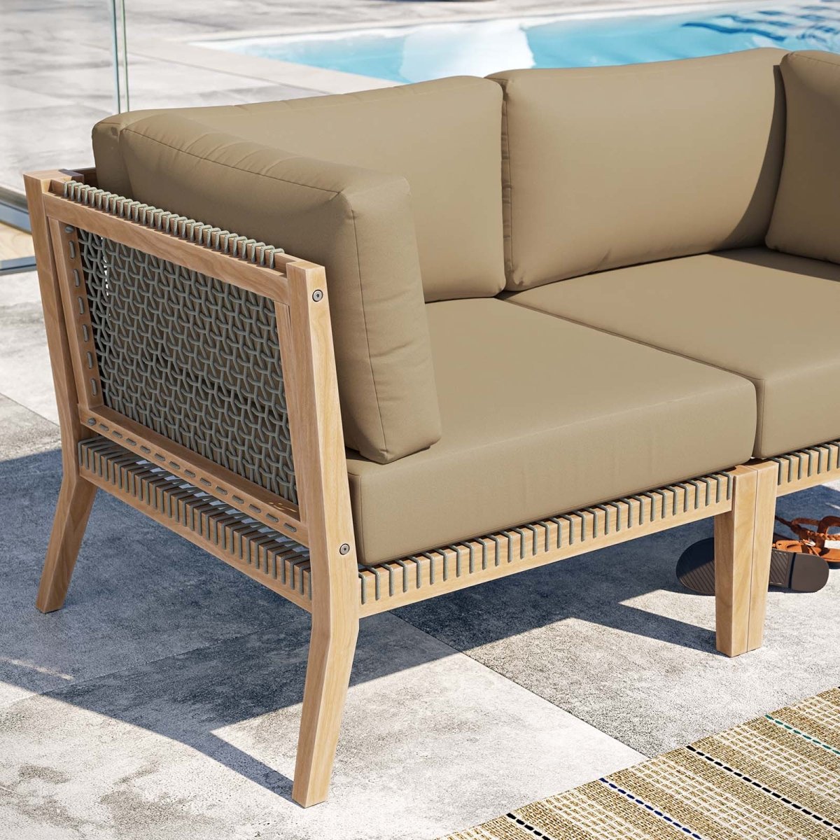 Clearwater Outdoor Patio Teak Wood Loveseat - BUILDMYPLACE