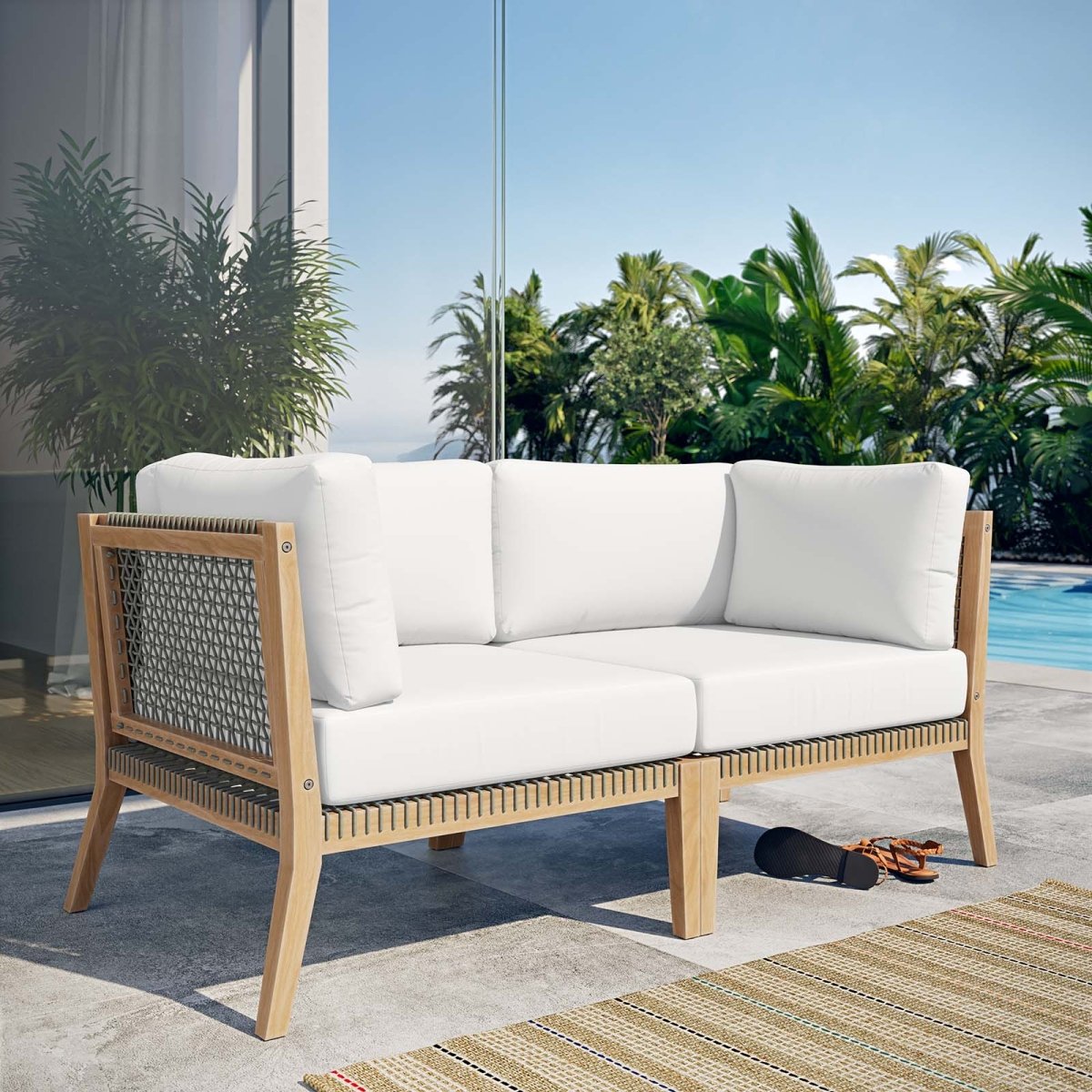 Clearwater Outdoor Patio Teak Wood Loveseat - BUILDMYPLACE
