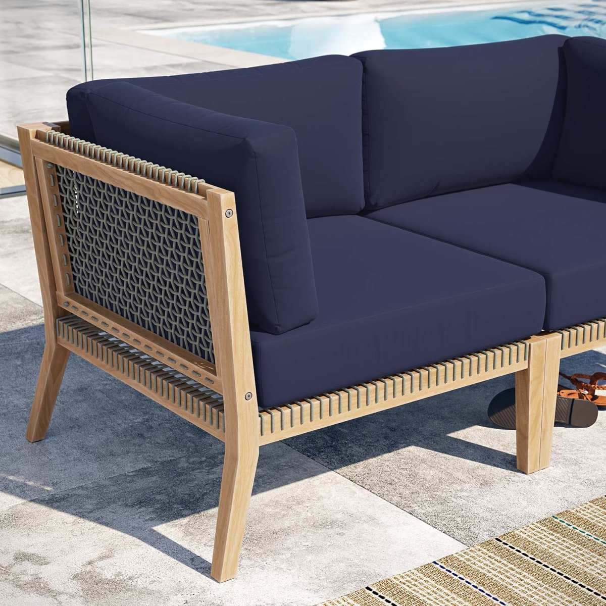 Clearwater Outdoor Patio Teak Wood Loveseat - BUILDMYPLACE