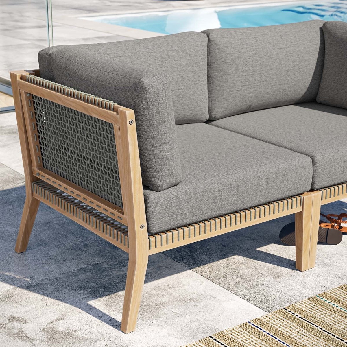 Clearwater Outdoor Patio Teak Wood Loveseat - BUILDMYPLACE