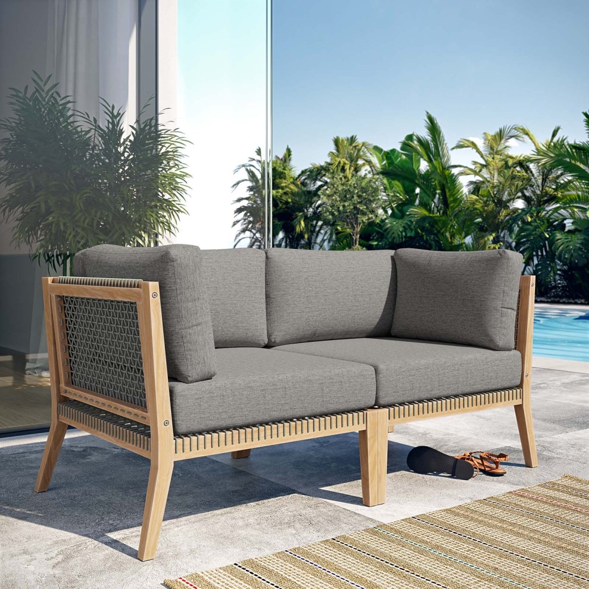 Clearwater Outdoor Patio Teak Wood Loveseat - BUILDMYPLACE