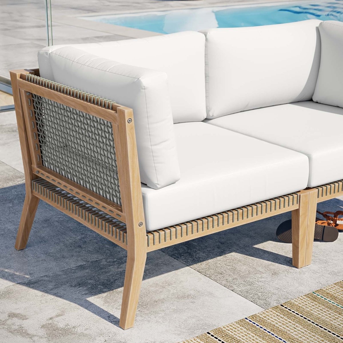 Clearwater Outdoor Patio Teak Wood Loveseat - BUILDMYPLACE