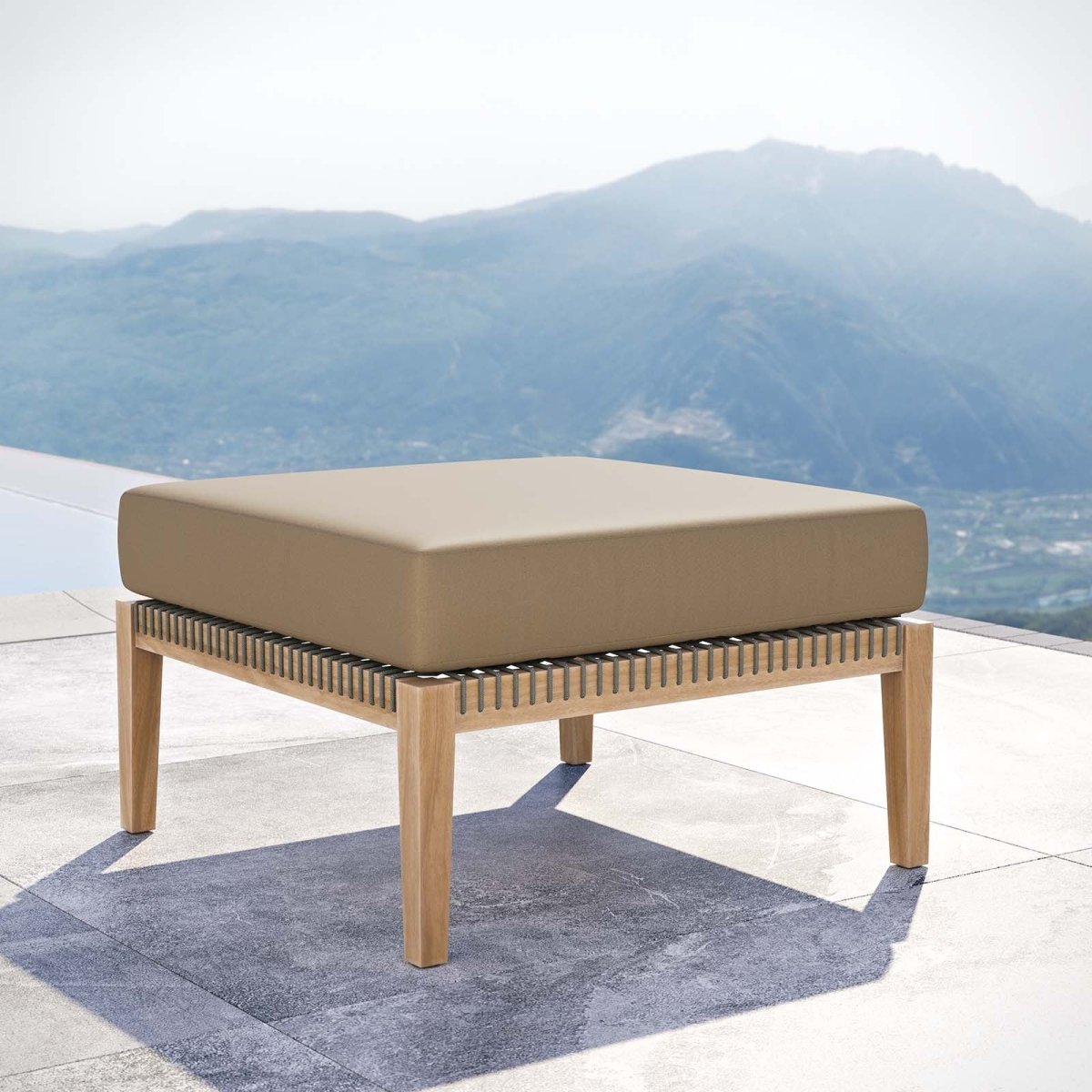 Clearwater Outdoor Patio Teak Wood Ottoman - BUILDMYPLACE