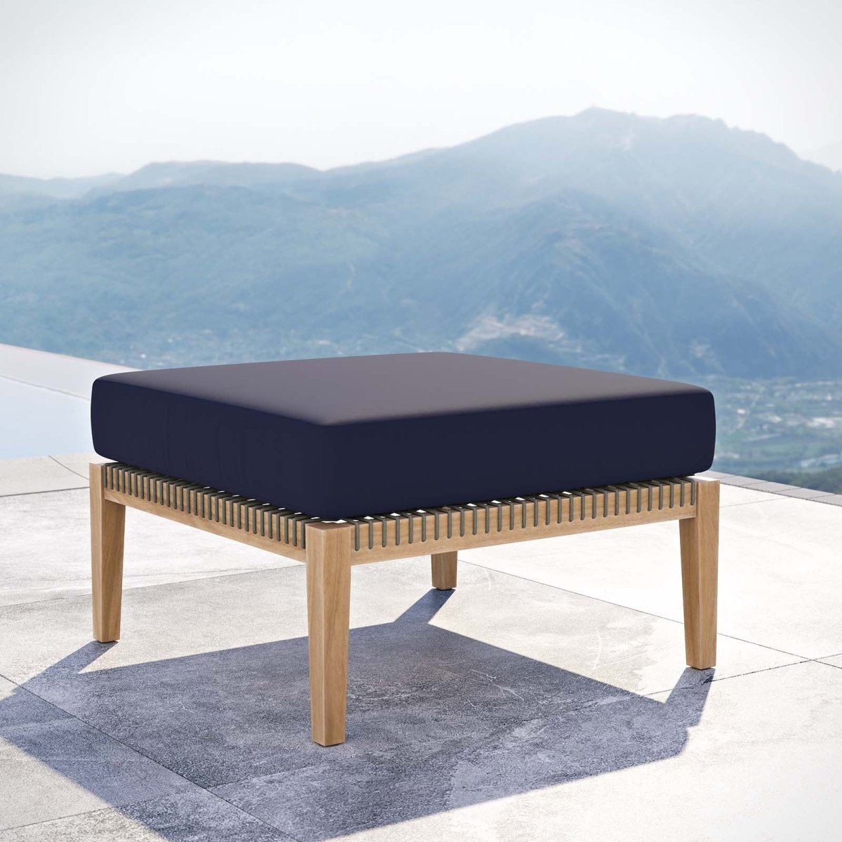 Clearwater Outdoor Patio Teak Wood Ottoman - BUILDMYPLACE