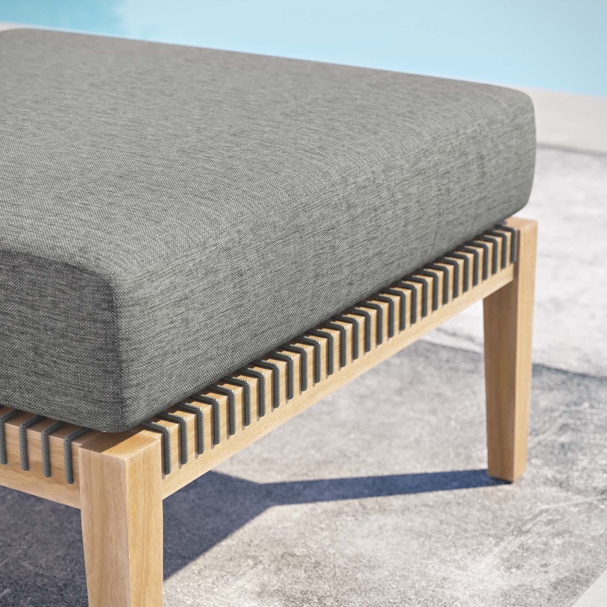 Clearwater Outdoor Patio Teak Wood Ottoman - BUILDMYPLACE