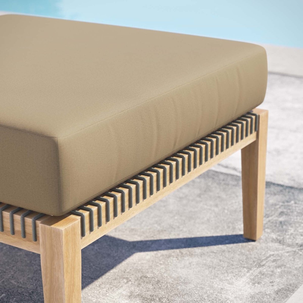 Clearwater Outdoor Patio Teak Wood Ottoman - BUILDMYPLACE