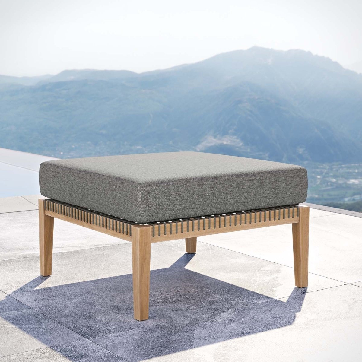 Clearwater Outdoor Patio Teak Wood Ottoman - BUILDMYPLACE