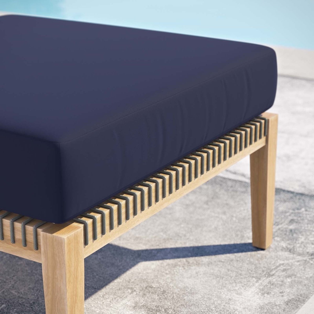 Clearwater Outdoor Patio Teak Wood Ottoman - BUILDMYPLACE