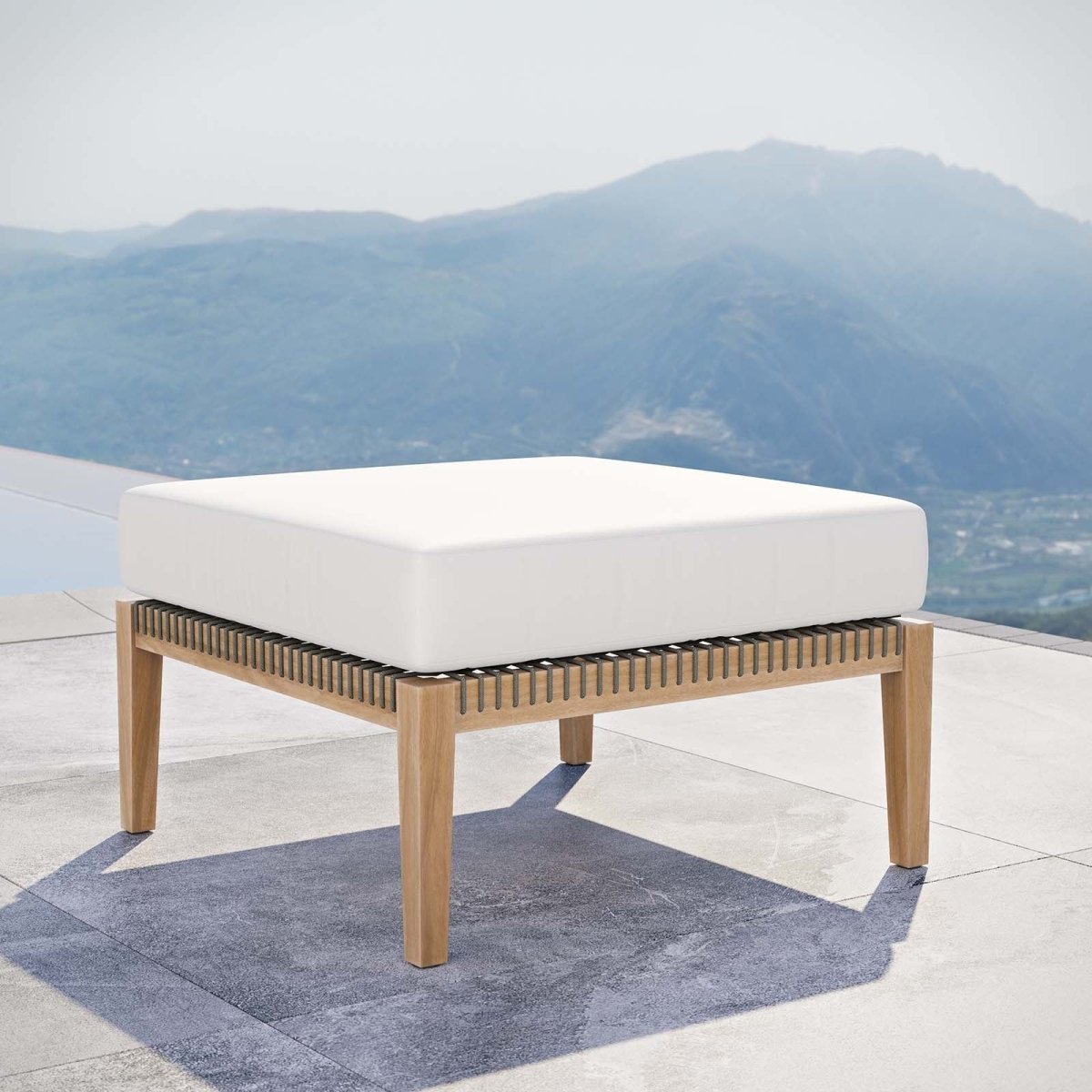 Clearwater Outdoor Patio Teak Wood Ottoman - BUILDMYPLACE