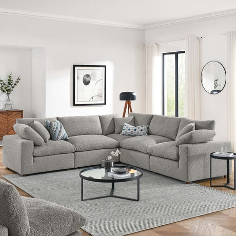 Commix Down Filled Overstuffed Boucle 5 - Piece Sectional Sofa - BUILDMYPLACE