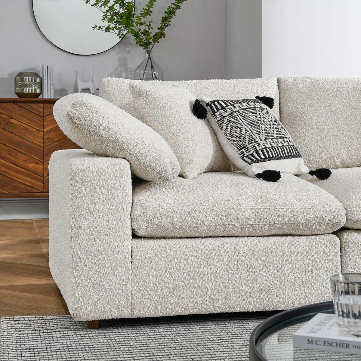 Commix Down Filled Overstuffed Boucle 5 - Piece Sectional Sofa - BUILDMYPLACE