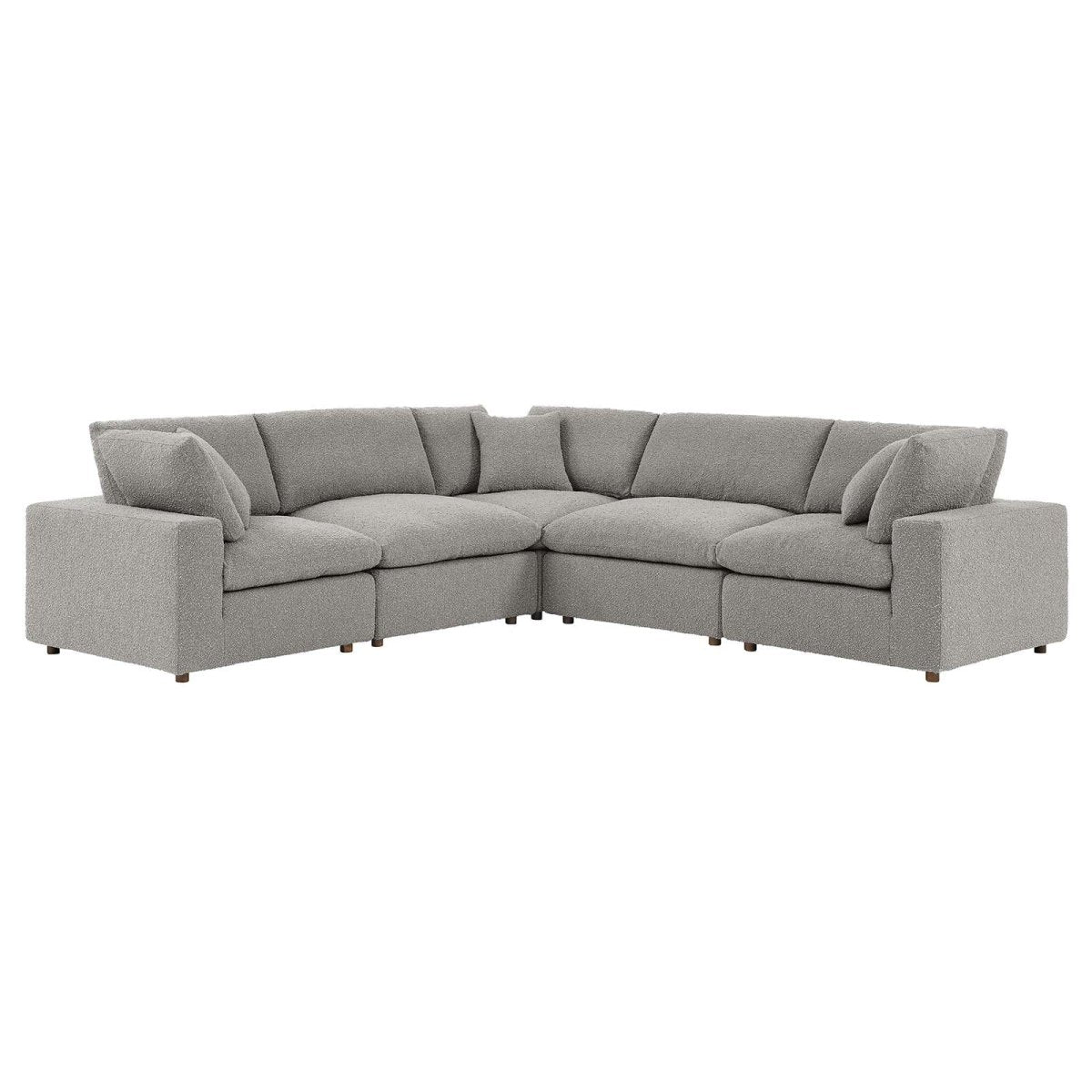 Commix Down Filled Overstuffed Boucle 5 - Piece Sectional Sofa - BUILDMYPLACE