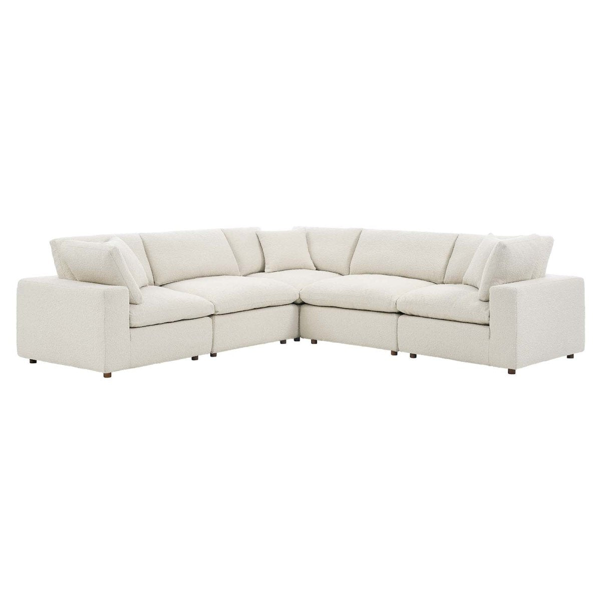 Commix Down Filled Overstuffed Boucle 5 - Piece Sectional Sofa - BUILDMYPLACE