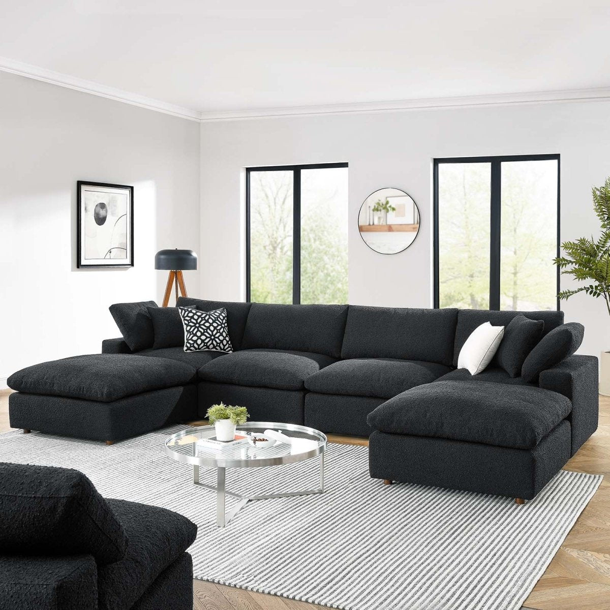 Commix Down Filled Overstuffed Boucle 6 - Piece Sectional Sofa - BUILDMYPLACE