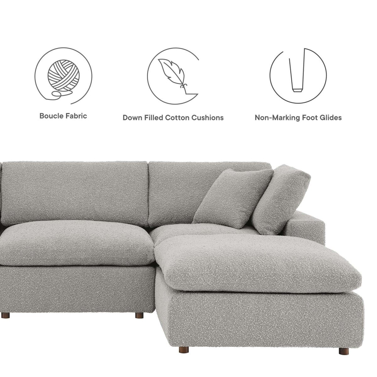 Commix Down Filled Overstuffed Boucle 6 - Piece Sectional Sofa - BUILDMYPLACE
