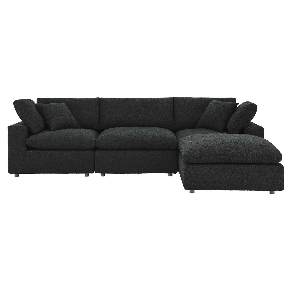 Commix Down Filled Overstuffed Boucle Fabric 4 - Piece Sectional Sofa - BUILDMYPLACE