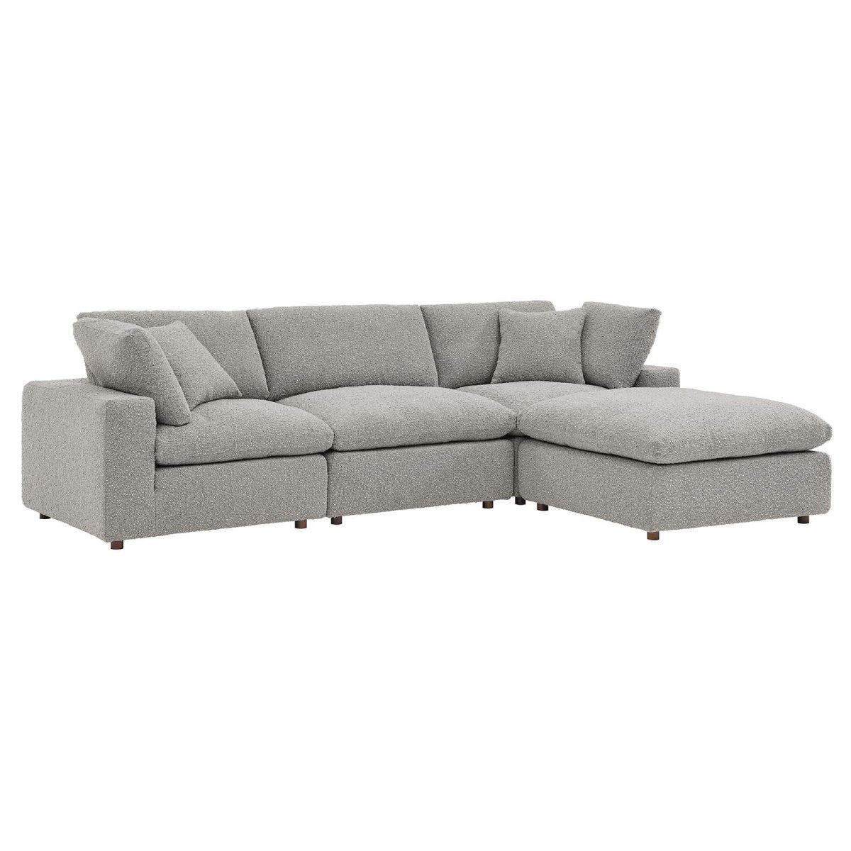 Commix Down Filled Overstuffed Boucle Fabric 4 - Piece Sectional Sofa - BUILDMYPLACE