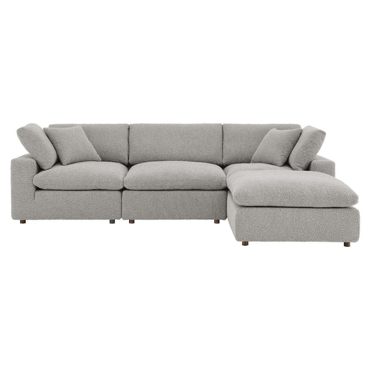 Commix Down Filled Overstuffed Boucle Fabric 4 - Piece Sectional Sofa - BUILDMYPLACE