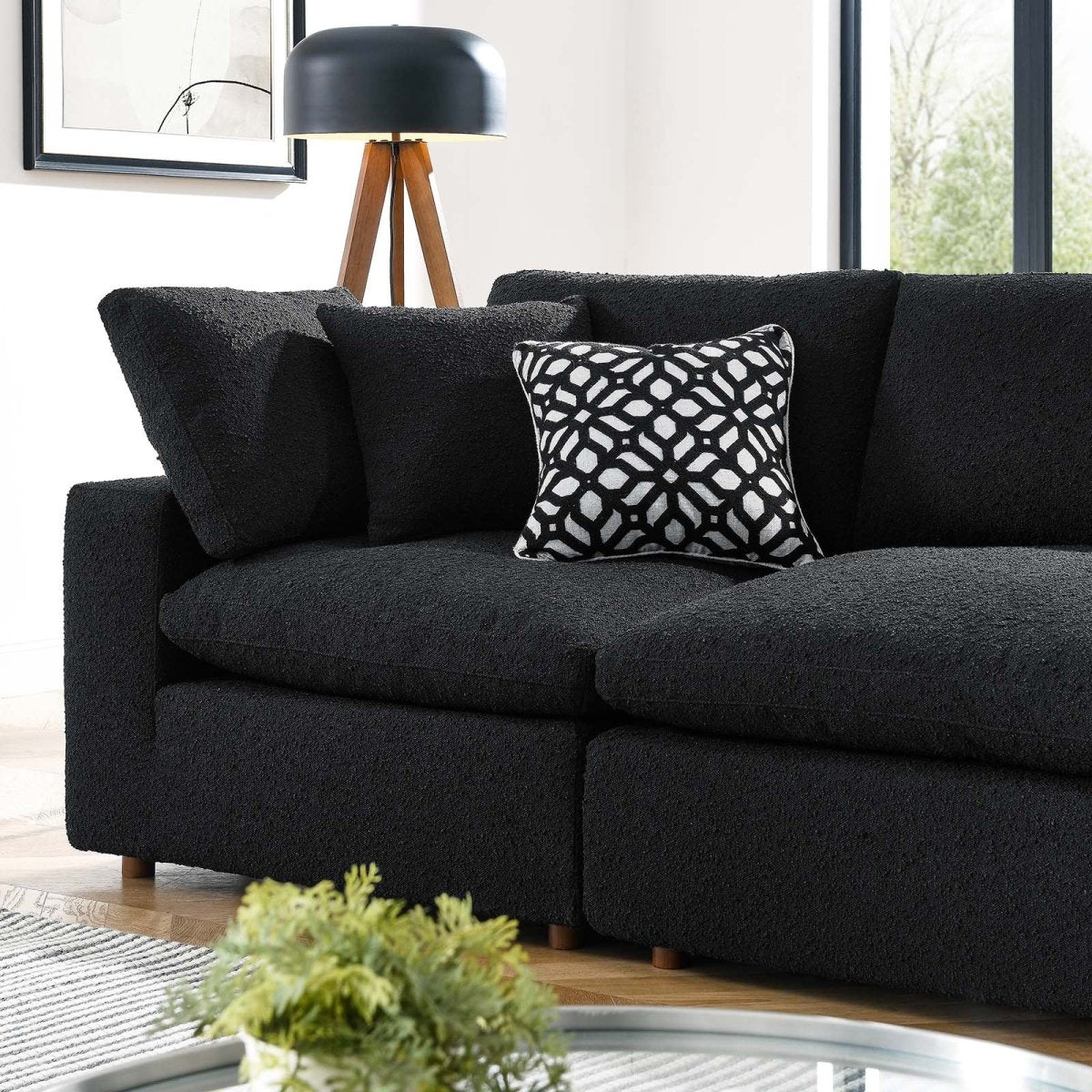 Commix Down Filled Overstuffed Boucle Fabric 4 - Seater Sofa - BUILDMYPLACE