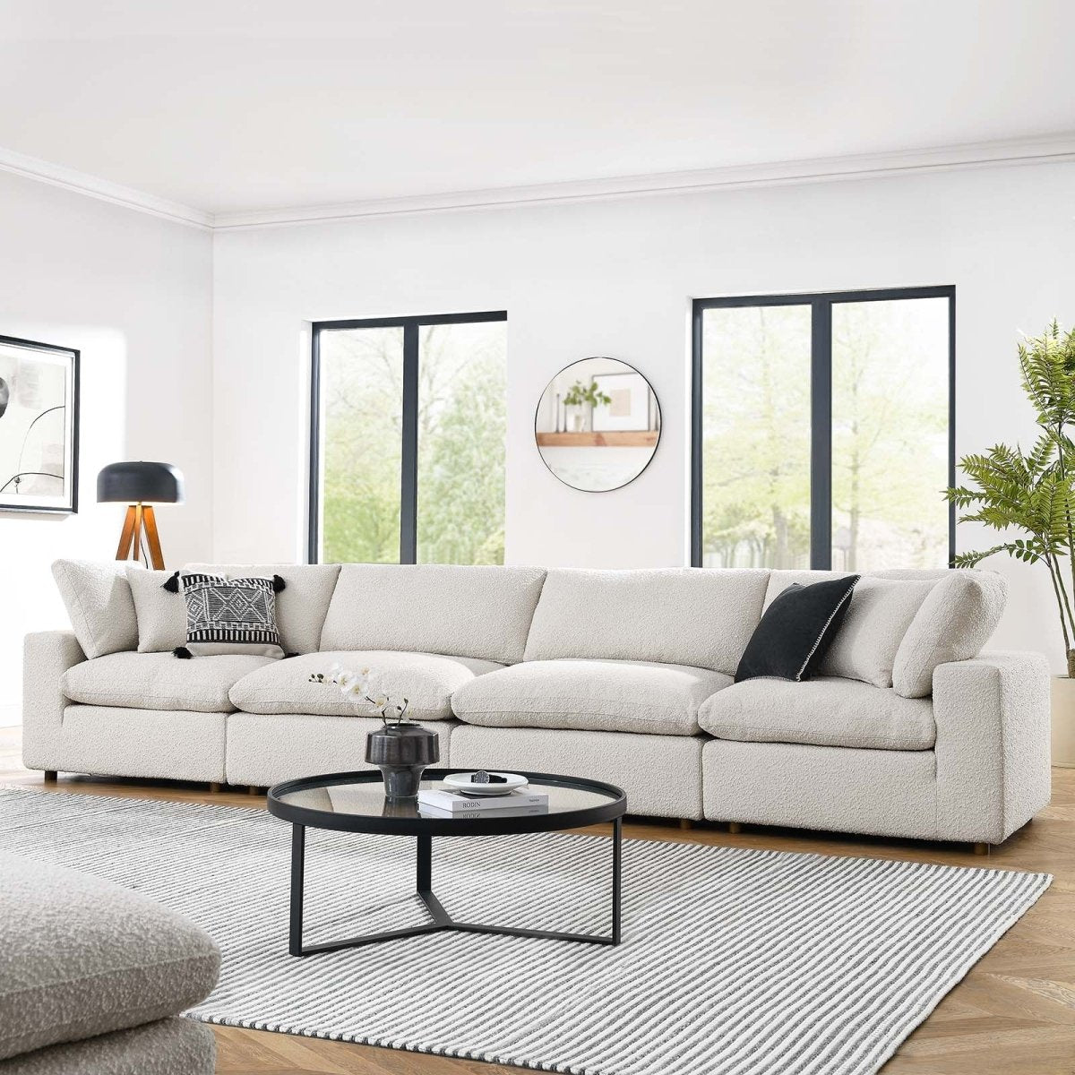 Commix Down Filled Overstuffed Boucle Fabric 4 - Seater Sofa - BUILDMYPLACE