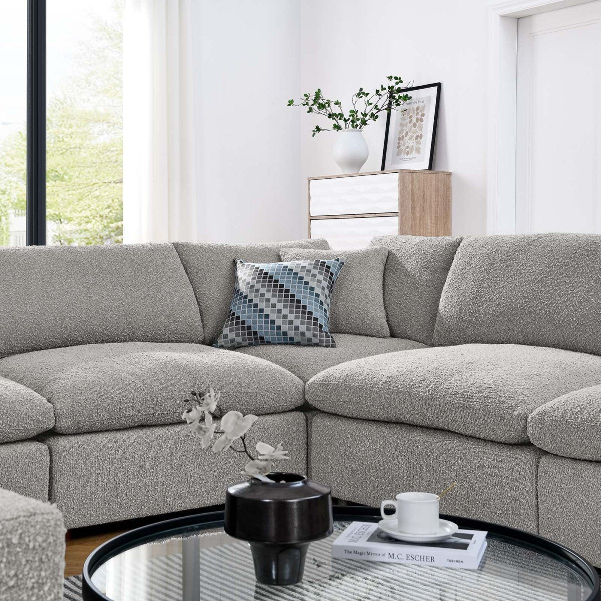 Commix Down Filled Overstuffed Boucle Fabric 8 - Piece Sectional Sofa - BUILDMYPLACE