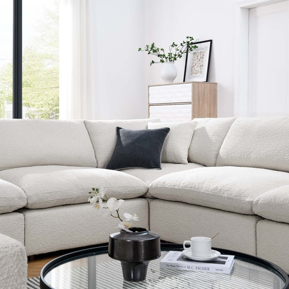 Commix Down Filled Overstuffed Boucle Fabric 8 - Piece Sectional Sofa - BUILDMYPLACE