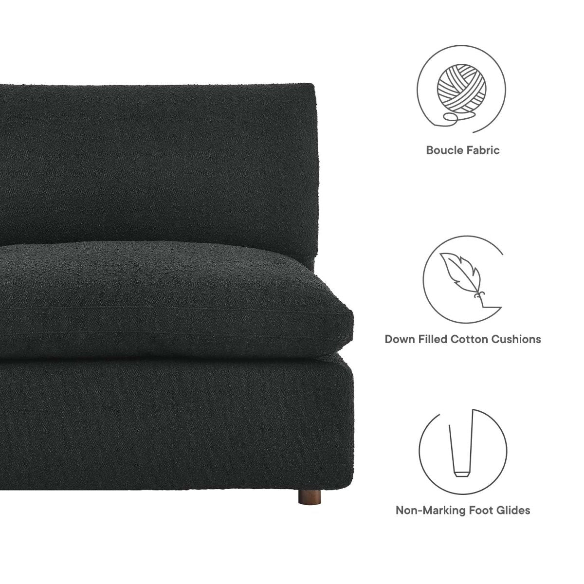 Commix Down Filled Overstuffed Boucle Fabric Armless Chair - BUILDMYPLACE