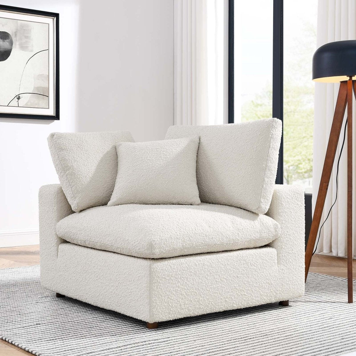 Commix Down Filled Overstuffed Boucle Fabric Corner Chair - BUILDMYPLACE